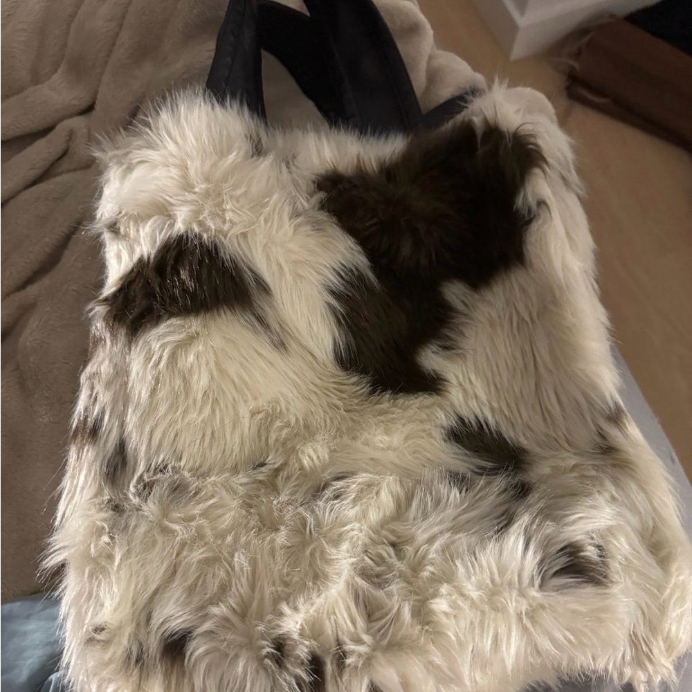 Stand Studio Brown Tote with Faux Fur Trim